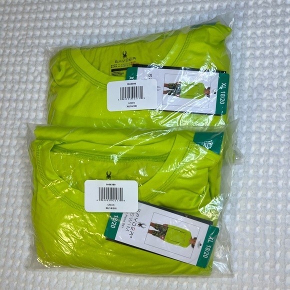 Boys Swim Trunks XL L Green Gray Spyder Youth 2-piece Swim 2 Set UPF 30 Swim - Picture 6 of 13